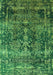 Machine Washable Oriental Green Industrial Area Rugs, wshurb1391grn