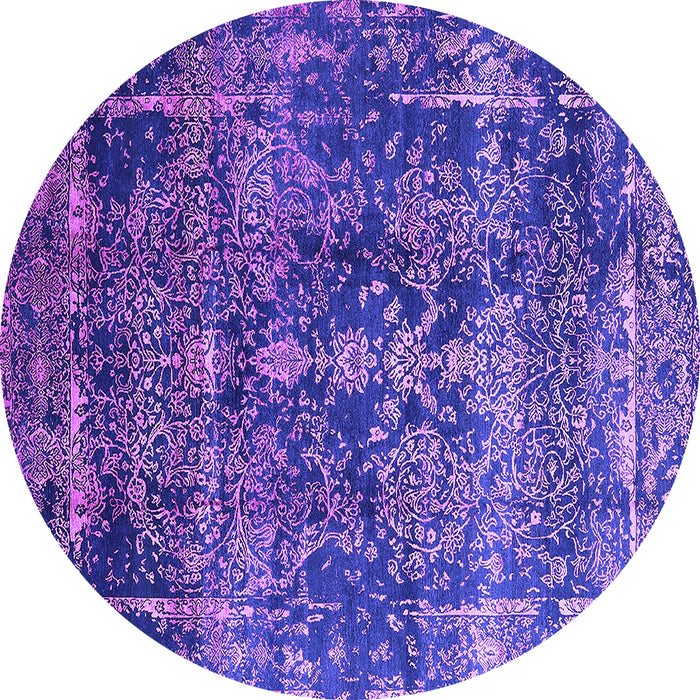 Round Machine Washable Oriental Purple Industrial Area Rugs, wshurb1391pur