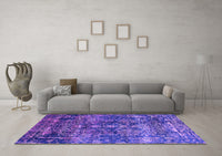 Machine Washable Oriental Purple Industrial Rug, wshurb1391pur