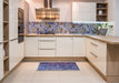 Mid-Century Modern Blue Oriental Rug in a Kitchen, urb1391