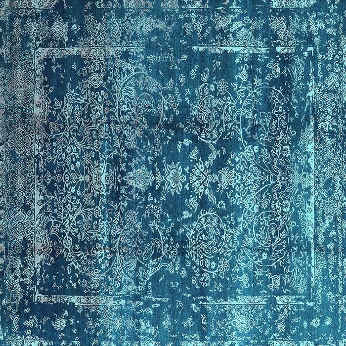 Square Oriental Turquoise Industrial Rug, urb1391turq