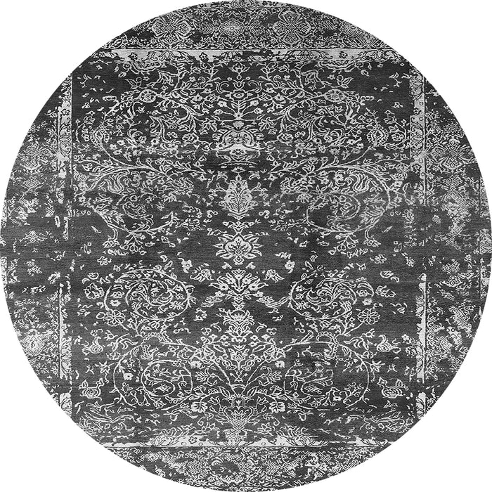 Round Oriental Gray Industrial Rug, urb1391gry