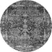 Round Oriental Gray Industrial Rug, urb1391gry