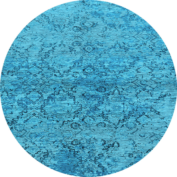 Round Oriental Light Blue Industrial Rug, urb1392lblu