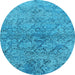 Round Oriental Light Blue Industrial Rug, urb1392lblu