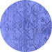 Round Oriental Blue Industrial Rug, urb1392blu