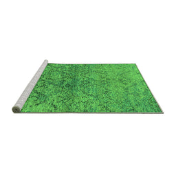 Sideview of Machine Washable Oriental Green Industrial Area Rugs, wshurb1392grn
