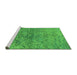 Sideview of Machine Washable Oriental Green Industrial Area Rugs, wshurb1392grn