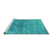 Sideview of Machine Washable Oriental Turquoise Industrial Area Rugs, wshurb1392turq