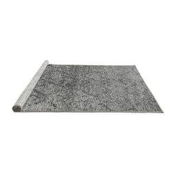 Sideview of Machine Washable Oriental Gray Industrial Rug, wshurb1392gry