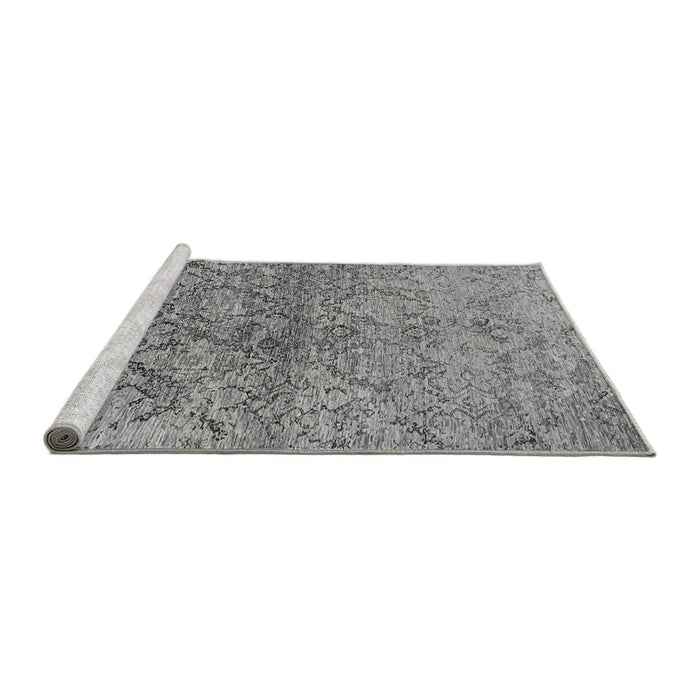 Sideview of Machine Washable Oriental Gray Industrial Rug, wshurb1392gry