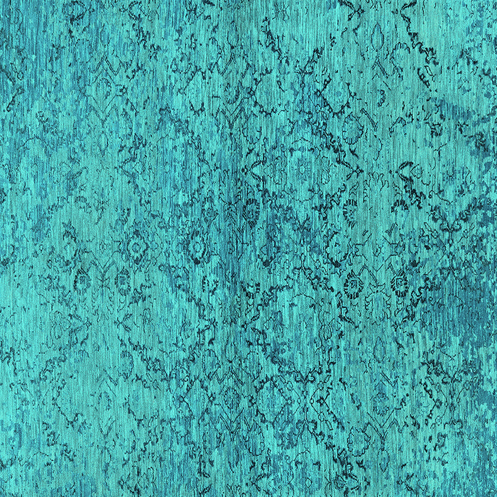 Square Machine Washable Oriental Turquoise Industrial Area Rugs, wshurb1392turq