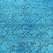 Square Machine Washable Oriental Light Blue Industrial Rug, wshurb1392lblu