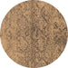 Round Oriental Brown Industrial Rug, urb1392brn