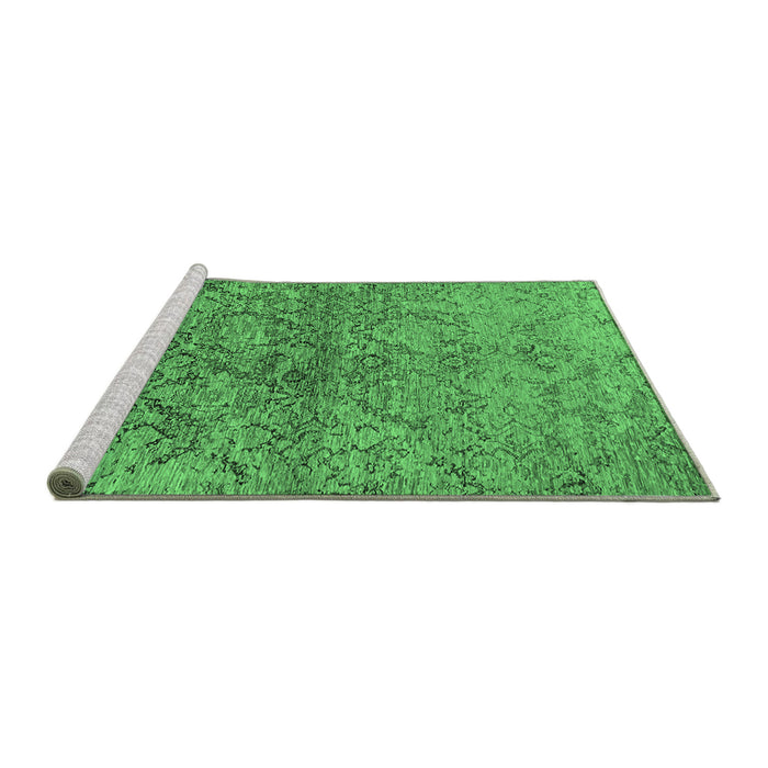 Sideview of Machine Washable Oriental Emerald Green Industrial Area Rugs, wshurb1392emgrn