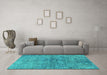 Machine Washable Oriental Turquoise Industrial Area Rugs in a Living Room,, wshurb1392turq