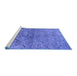 Sideview of Machine Washable Oriental Blue Industrial Rug, wshurb1392blu