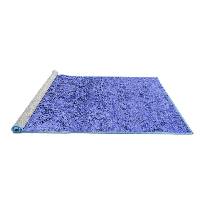 Sideview of Machine Washable Oriental Blue Industrial Rug, wshurb1392blu