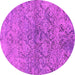 Round Oriental Pink Industrial Rug, urb1392pnk