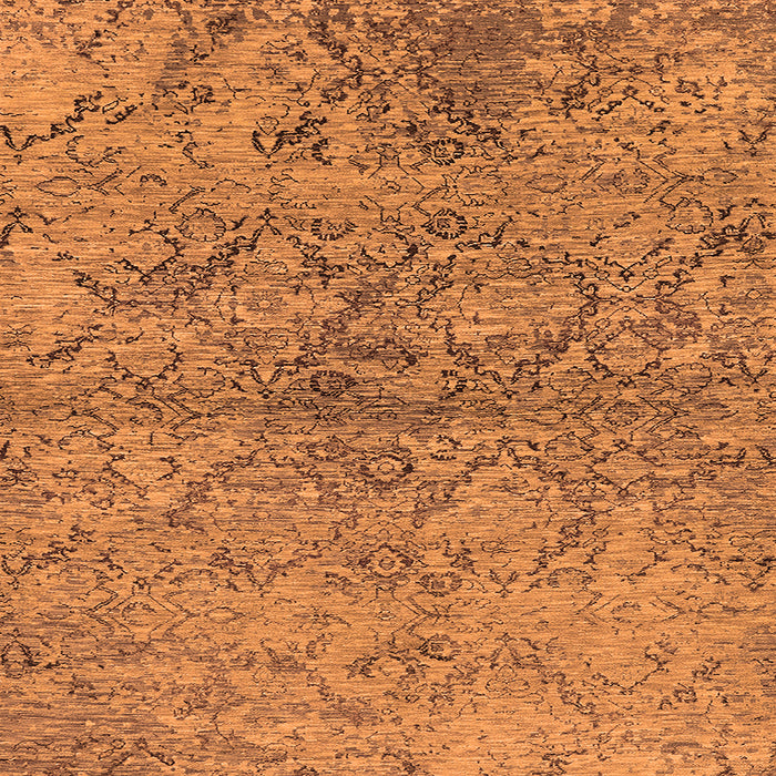 Square Machine Washable Oriental Orange Industrial Area Rugs, wshurb1392org