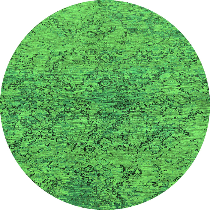 Round Oriental Green Industrial Rug, urb1392grn