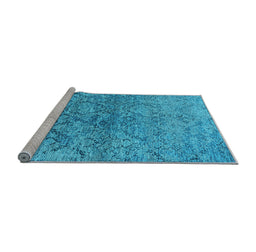 Sideview of Machine Washable Oriental Light Blue Industrial Rug, wshurb1392lblu