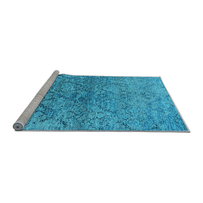 Sideview of Machine Washable Oriental Light Blue Industrial Rug, wshurb1392lblu