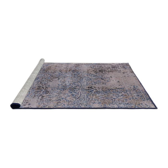 Sideview of Machine Washable Industrial Modern Mist Blue Rug, wshurb1393