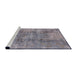 Sideview of Machine Washable Industrial Modern Mist Blue Rug, wshurb1393