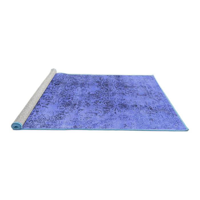 Sideview of Machine Washable Oriental Blue Industrial Rug, wshurb1393blu