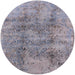 Round Mid-Century Modern Mist Blue Oriental Rug, urb1393