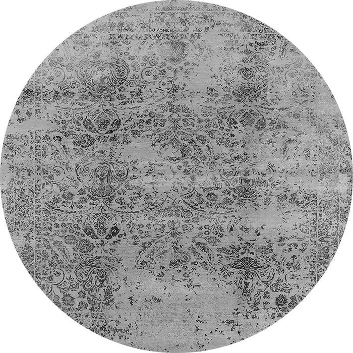 Round Oriental Gray Industrial Rug, urb1393gry
