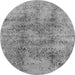 Round Oriental Gray Industrial Rug, urb1393gry