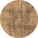 Round Machine Washable Oriental Brown Industrial Rug, wshurb1393brn