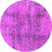 Round Oriental Pink Industrial Rug, urb1393pnk