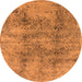 Round Machine Washable Oriental Orange Industrial Area Rugs, wshurb1393org