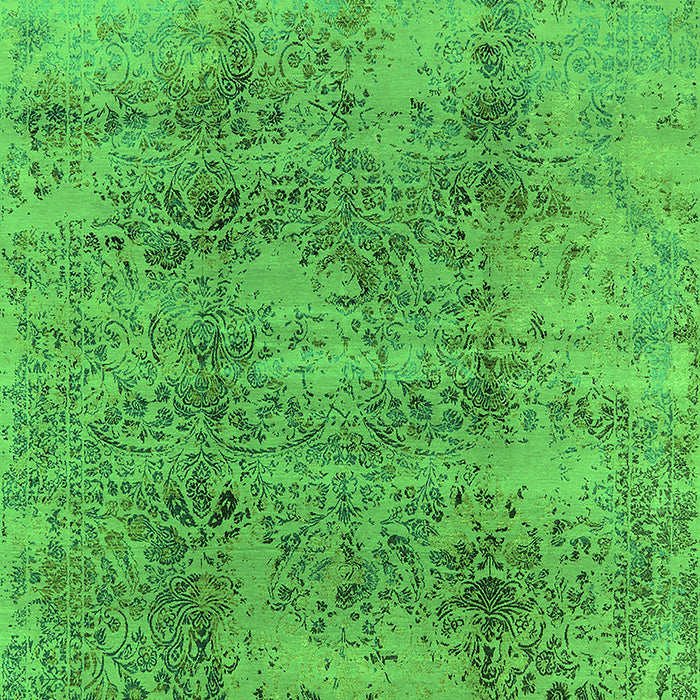 Machine Washable Oriental Green Industrial Area Rugs, wshurb1393grn