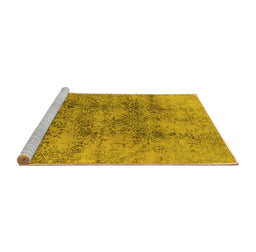Sideview of Machine Washable Oriental Yellow Industrial Rug, wshurb1393yw
