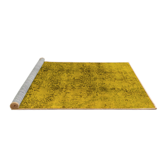 Sideview of Machine Washable Oriental Yellow Industrial Rug, wshurb1393yw