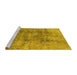 Sideview of Machine Washable Oriental Yellow Industrial Rug, wshurb1393yw