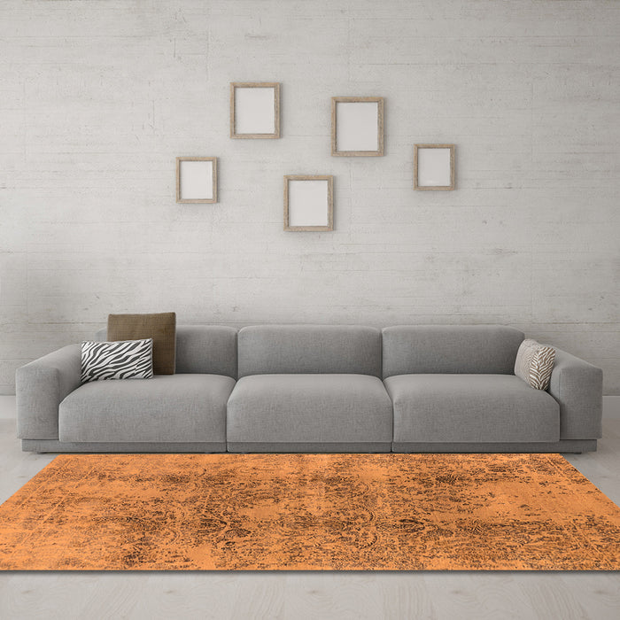 Machine Washable Oriental Orange Industrial Area Rugs in a Living Room, wshurb1393org