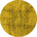 Round Oriental Yellow Industrial Rug, urb1393yw