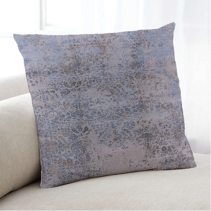 Lifestyle Image of Mid-Century Modern Urban Square Mist Blue Throw Pillow, 18 inch by 18 inch, pwurb1393