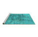 Sideview of Machine Washable Oriental Turquoise Industrial Area Rugs, wshurb1393turq