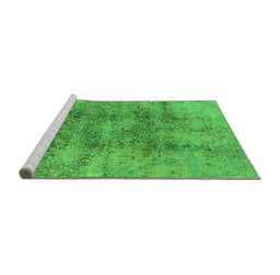 Sideview of Machine Washable Oriental Green Industrial Area Rugs, wshurb1393grn