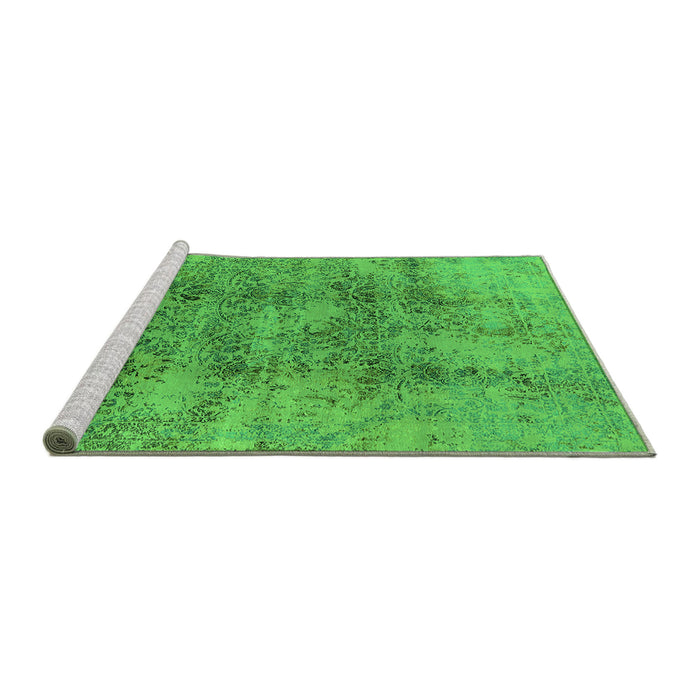 Sideview of Machine Washable Oriental Green Industrial Area Rugs, wshurb1393grn