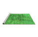 Sideview of Machine Washable Oriental Green Industrial Area Rugs, wshurb1393grn