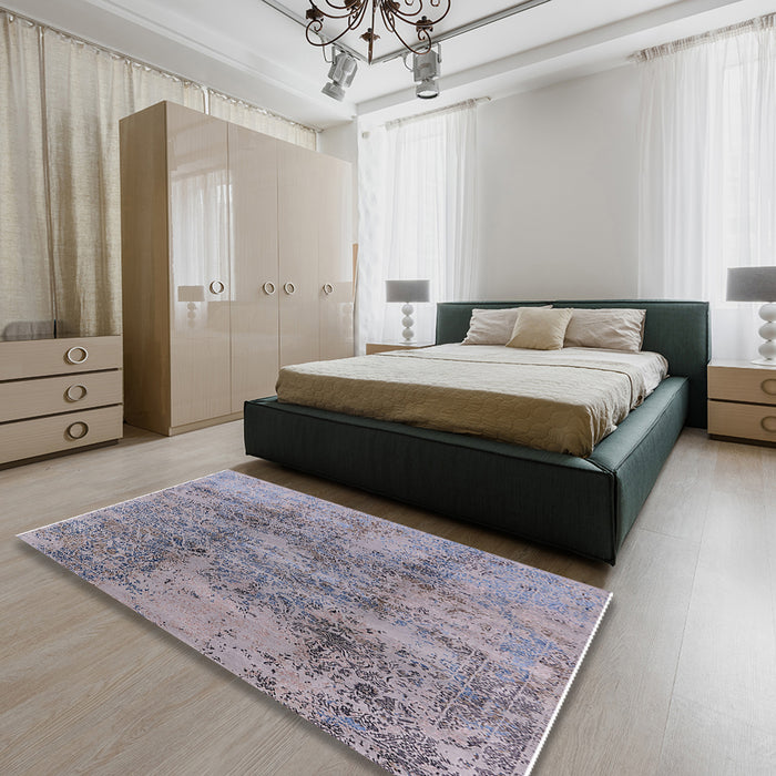 Machine Washable Industrial Modern Mist Blue Rug in a Bedroom, wshurb1393