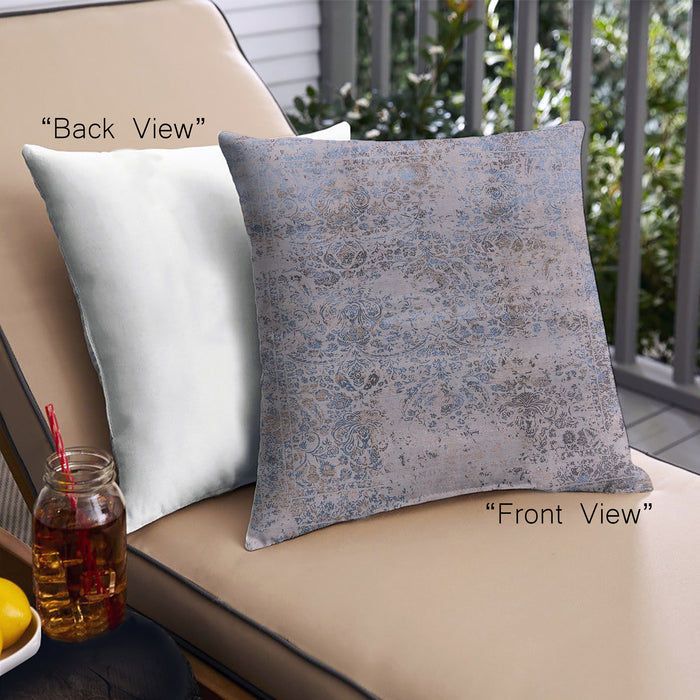 Front View of Mid-Century Modern Urban Square Mist Blue Throw Pillow, 18 inch by 18 inch, pwurb1393