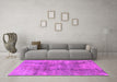 Machine Washable Oriental Pink Industrial Rug in a Living Room, wshurb1393pnk